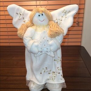 Plush White Gold Angel Stand Up Decoration